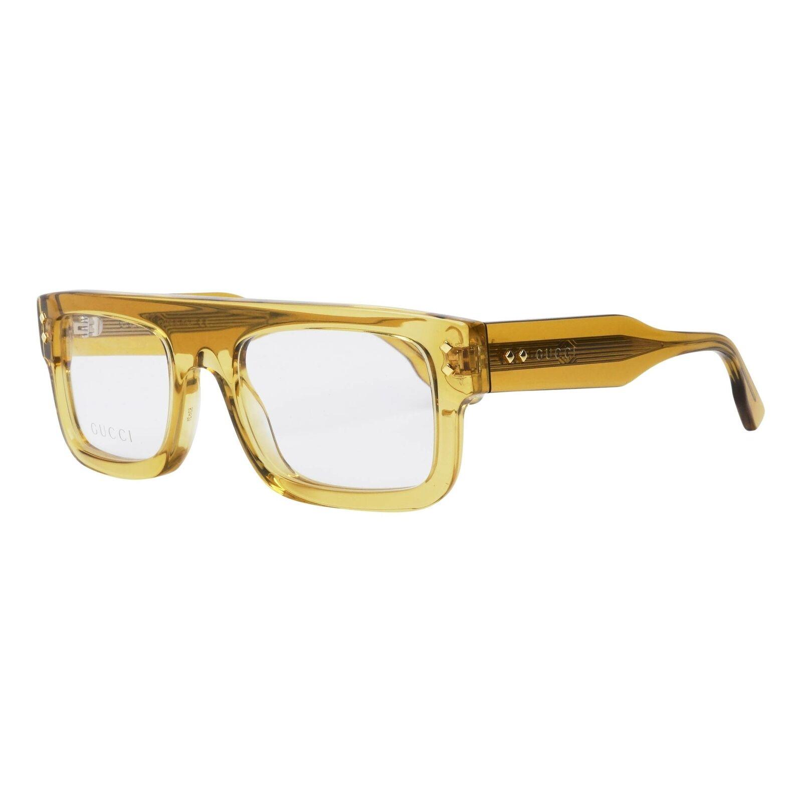 Gucci Rectangular Eyeglasses GG1085O-003 Shiny Yellow Frame Full Rim ...