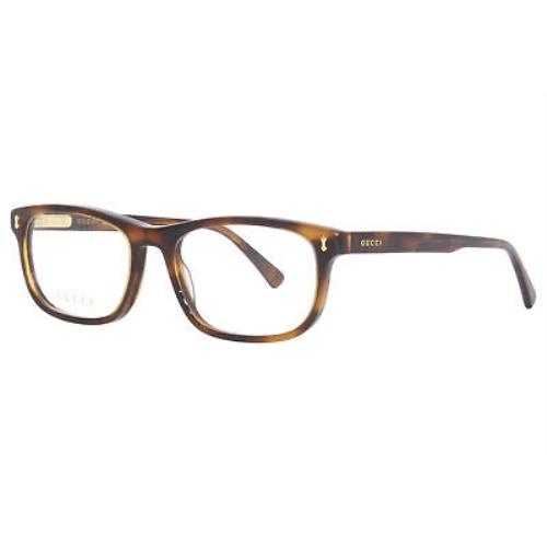 Gucci GG1046O 005 Eyeglasses Men`s Havana Full Rim Rectangle Shape 55mm