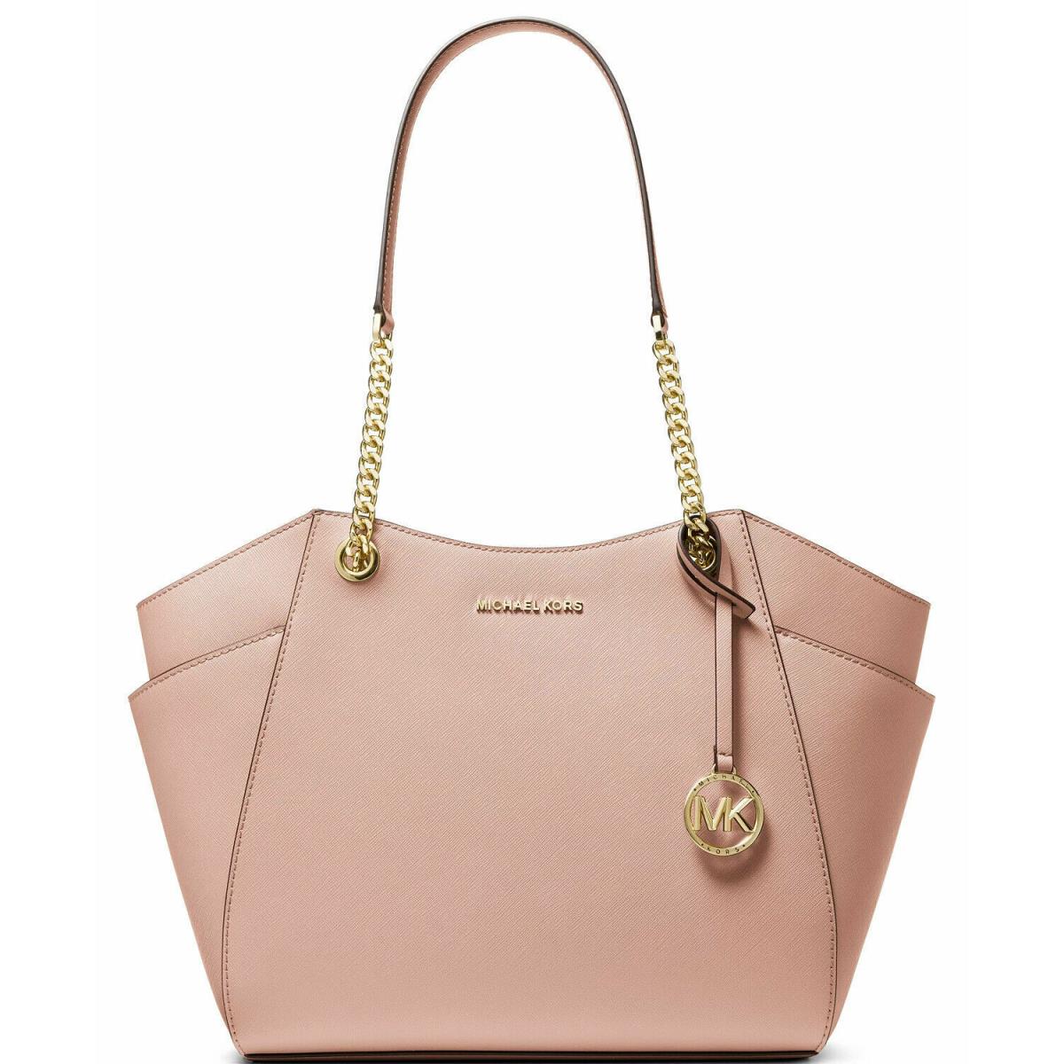 Michael Kors Jet Set Travel Large Chain Shoulder Leather Tote - Soft Pink