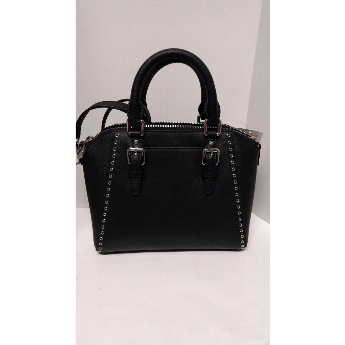 Michael Kors Leather Ciara Grommet Medium Messenger Bag - Black |  190049110119 - Michael Kors bag - Black , Black Exterior | Fash Direct