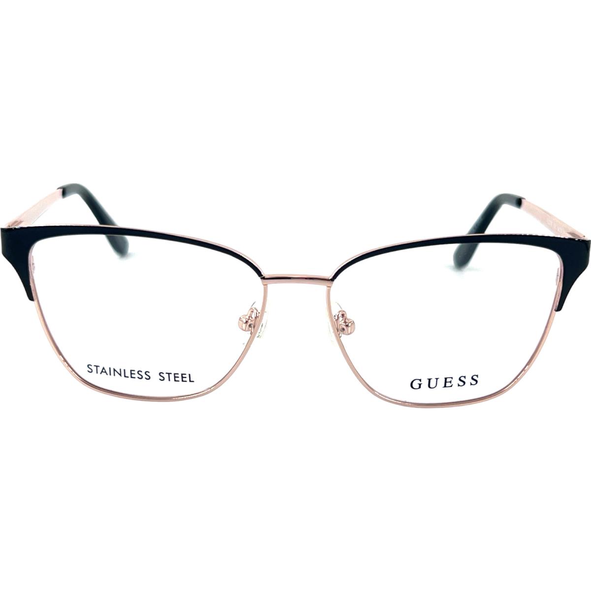 Guess GU2795 Womens Metal Eyeglass Frame 001 Shiny Black 54-14 Stainless w Case