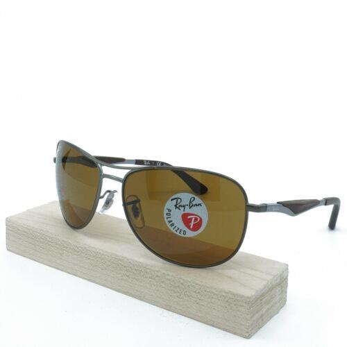 RB3519-029/83_59 Mens Ray-ban Pilot Polarized Sunglasses - Frame: Gray, Lens: Brown