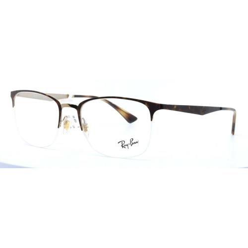 Ray-ban RB6433 3001 Havana Semi-rimless Square Eyeglasses Frames 53-19-145  - Ray-Ban eyeglasses - 005310878332 | Fash Brands