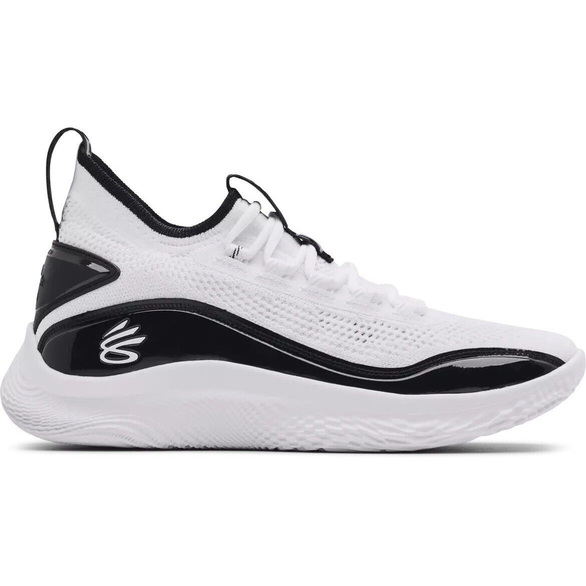 Mens Under Armour UA Team Curry 8 NM Basketball Shoes White Black 3024785 111