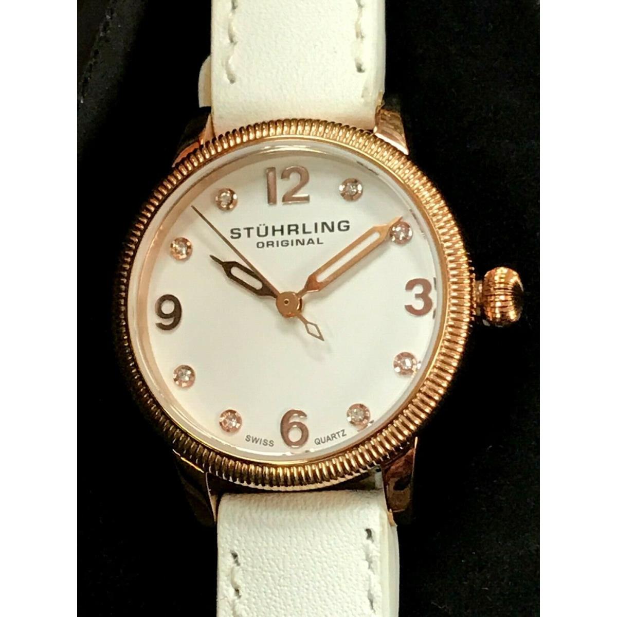 Stuhrling Original 646.03 Vogue White Double Wrap Leather Ladies Watch Warranty