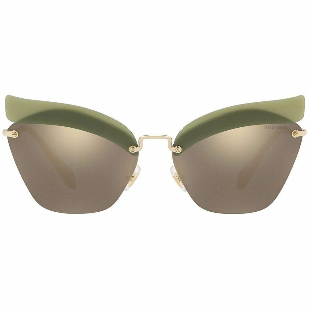 Miu Miu Women`s Sunglasses W/light Brown Gold Mirrored Lens MU56TS