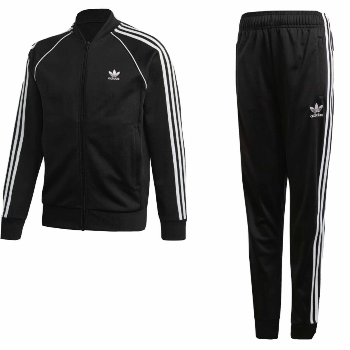 Adidas Originals Men`s Sst Superstar Tracksuit Black 2 Pcs Set SZ S M L XL