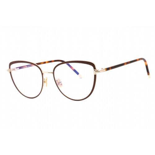 Tom Ford Women`s Eyeglasses Full Rim Shiny Dark Brown Metal Round FT5741-B 048