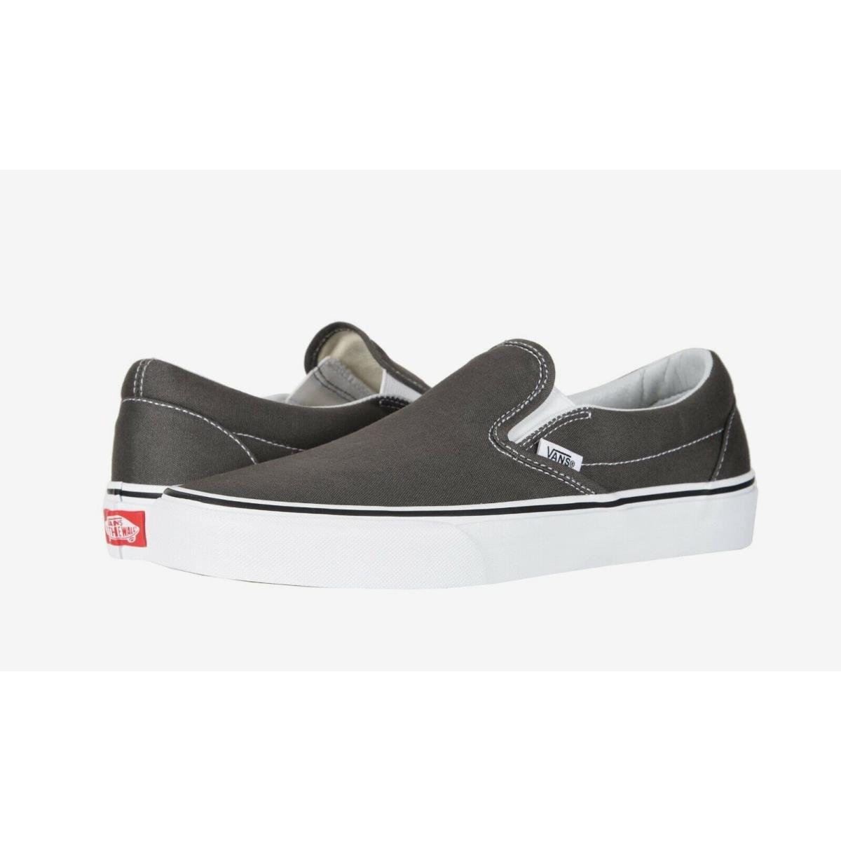 Vans Classic Canvas Slip On Charcoal Gray Skate Sneaker Shoes