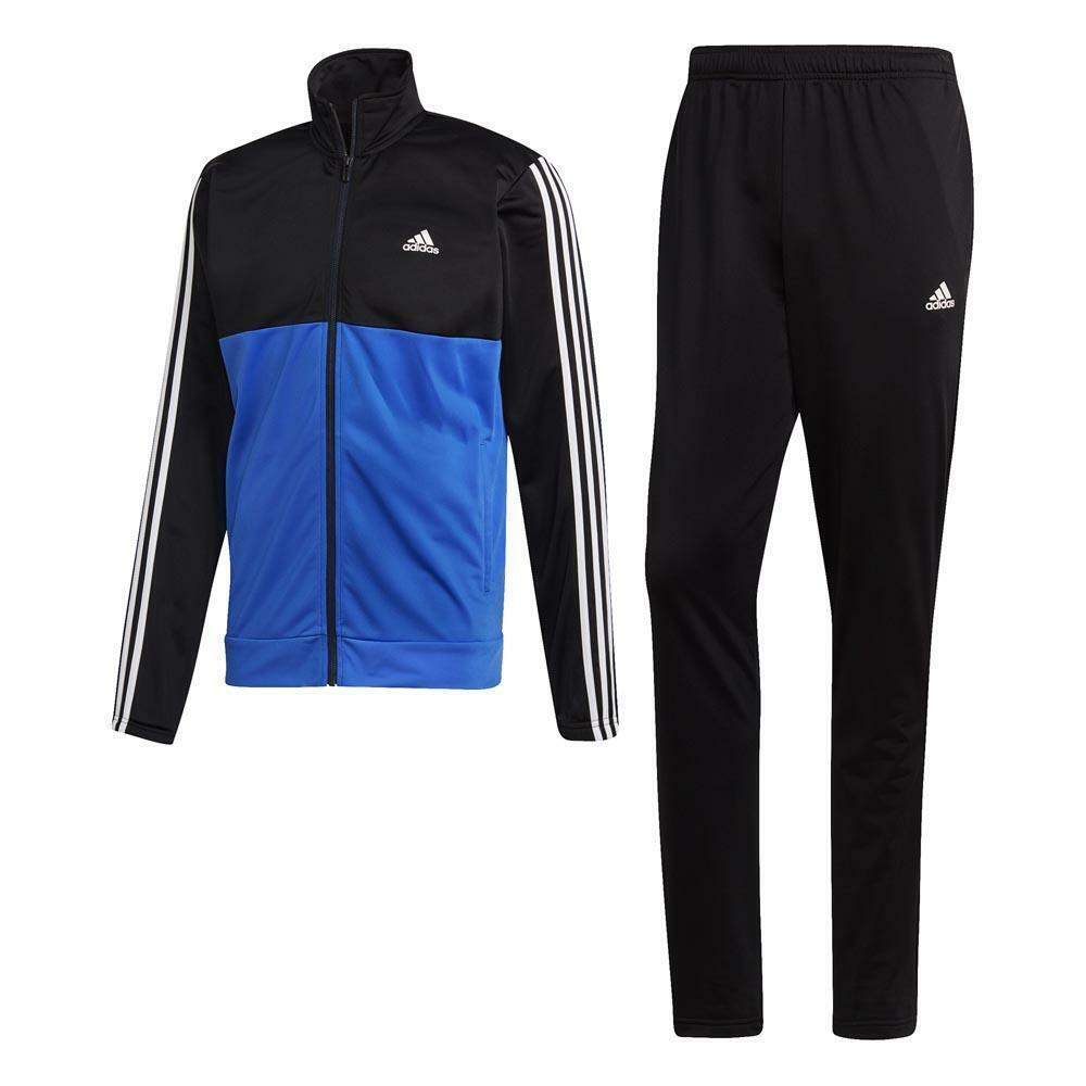 Adidas Mens Track Suit Black Blue White Jacket and Pant Set DN8722 Tracksuit