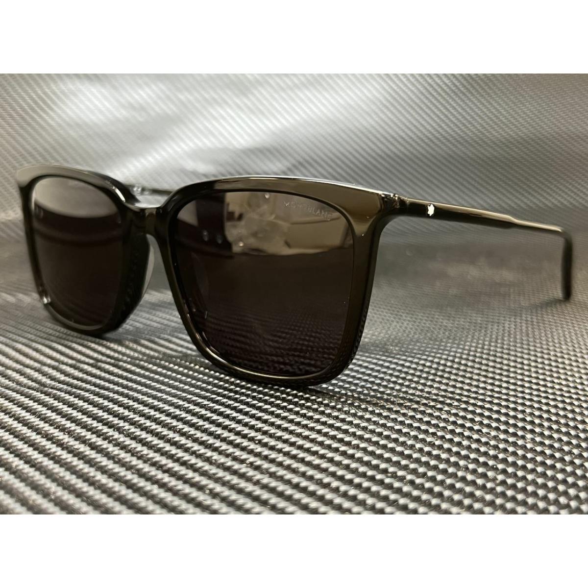 Montblanc Mont Blanc MB0084SK 001 Black Rectangle 56 mm Men`s Sunglasses