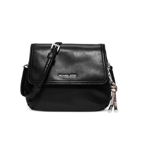 Michael Kors Black Leather Isabel Flap Small Messenger Bag Purse 008