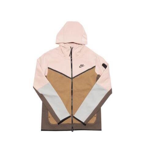 Nike Mens Large Tech Fleece Full-zip Hoodie Pink Beige Brown Grey CU4489-601