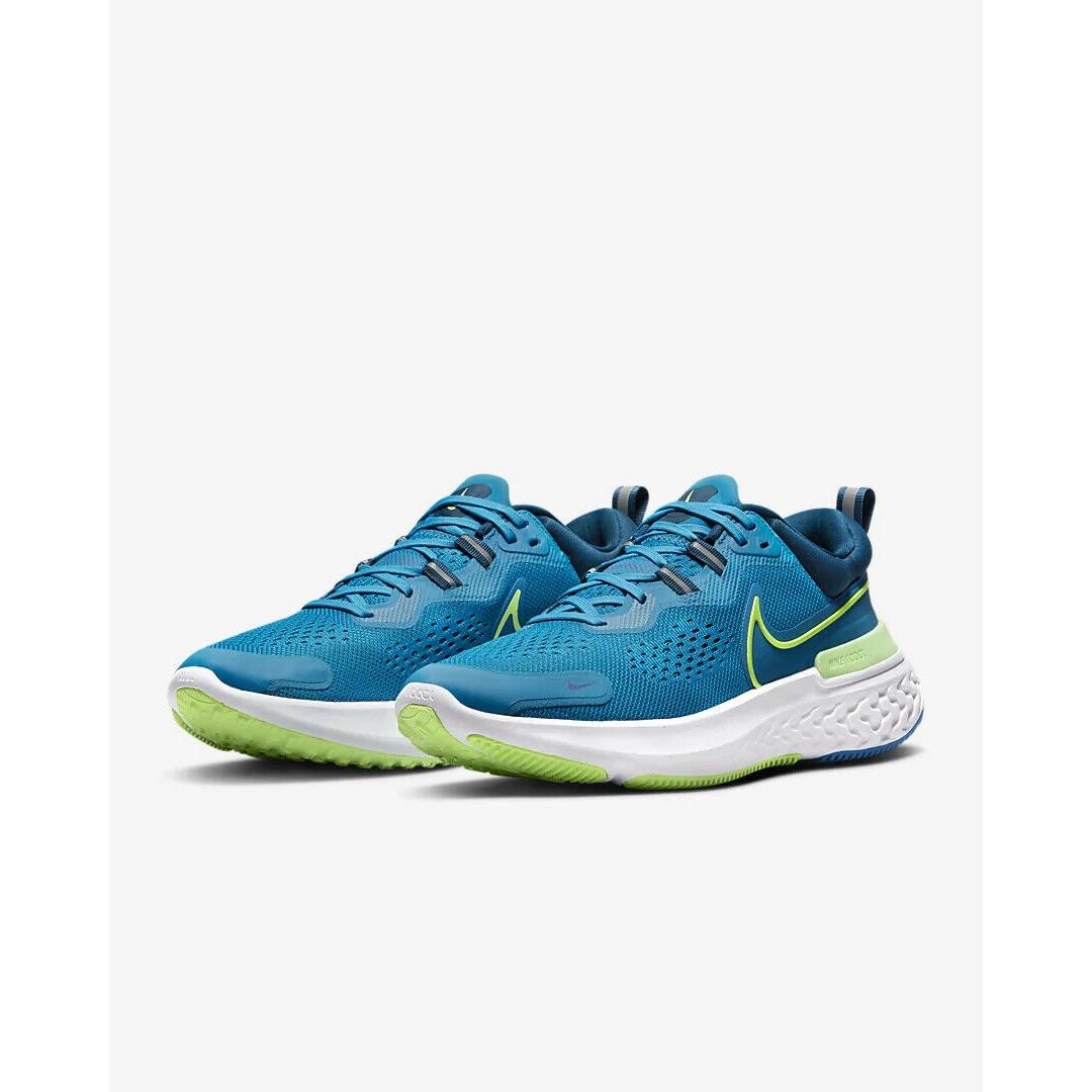 Nike React Miler 2 Imperial Blue Lime Glow Road Running Shoes - Size 9.5 Men