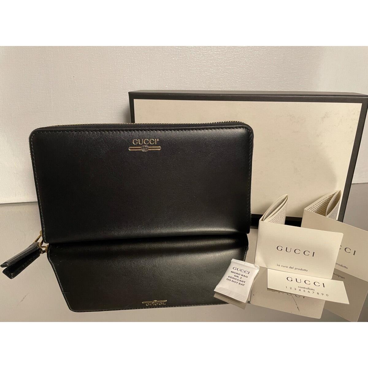 Gucci 547593 Logo Large Leather Zip Around Wallet