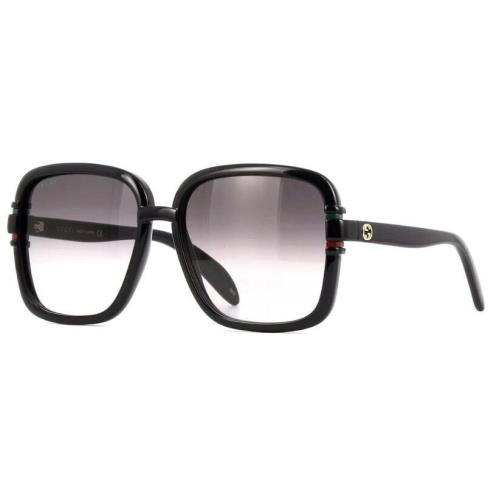 Gucci GG1066S 001 Shiny Black/gradient Smoke Grey Unisex Square Sunglasses