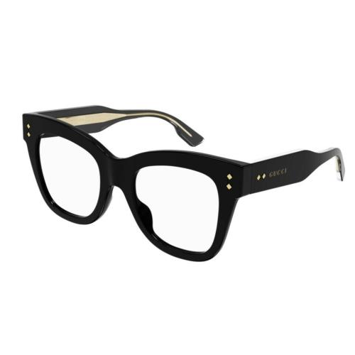 Gucci GG1082O 001 Black Gold Women`s Square 50 mm Large Eyeglasses