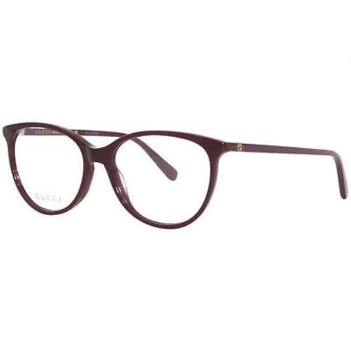 Gucci GG0550O 011 Eyeglasses Frame Women`s Burgundy Full Rim Round Shape 53mm