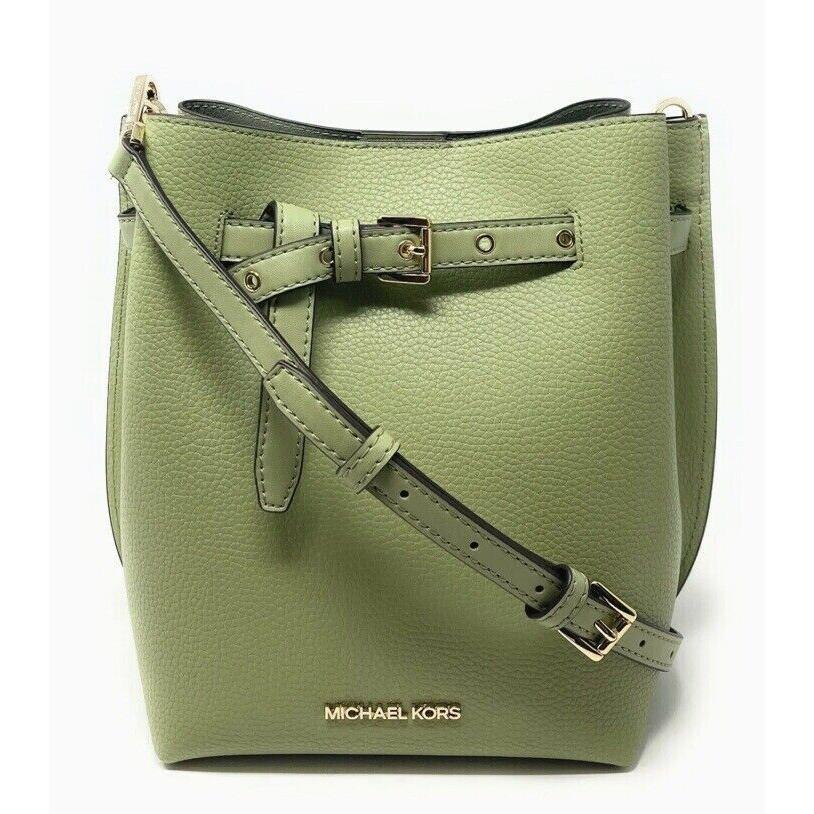 Michael Kors Emilia Small Drawstring Bucket Bag Messenger Light Sage