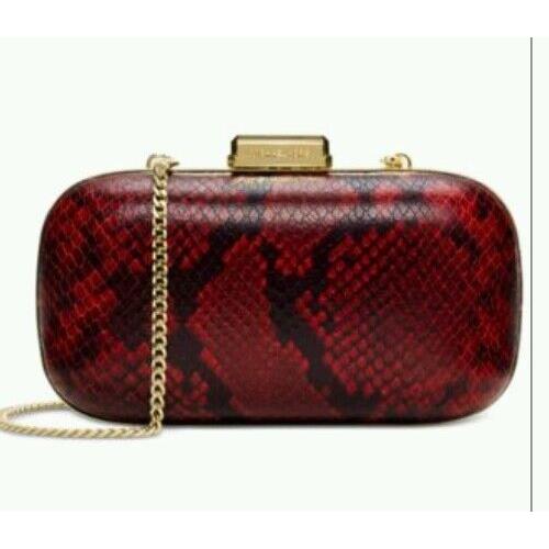 Michael Kors Elsie Red Dome Clutch Embossed Leather