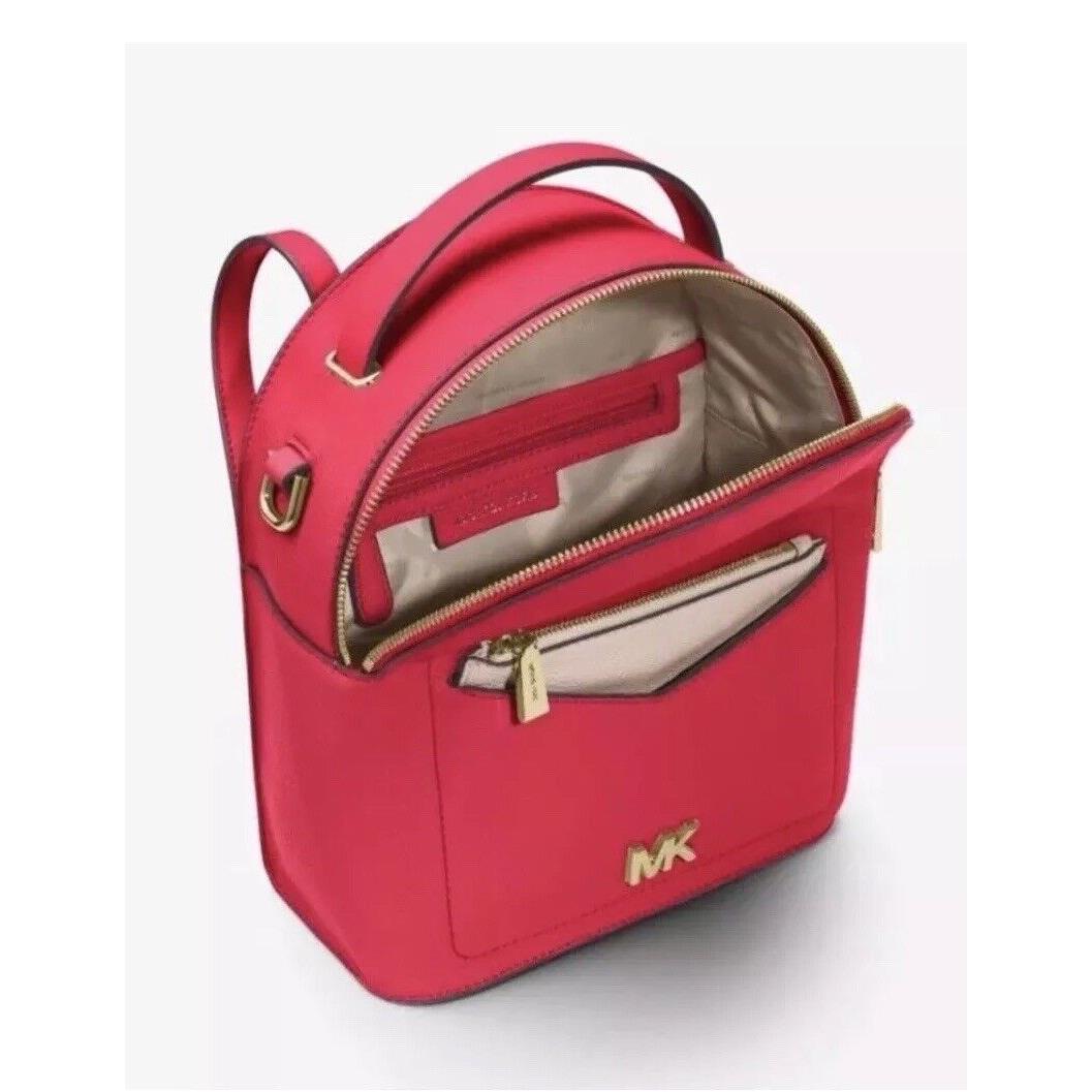 Michael Kors Jessa Leather Convertible Deep Pink Gold Backpack Handbag