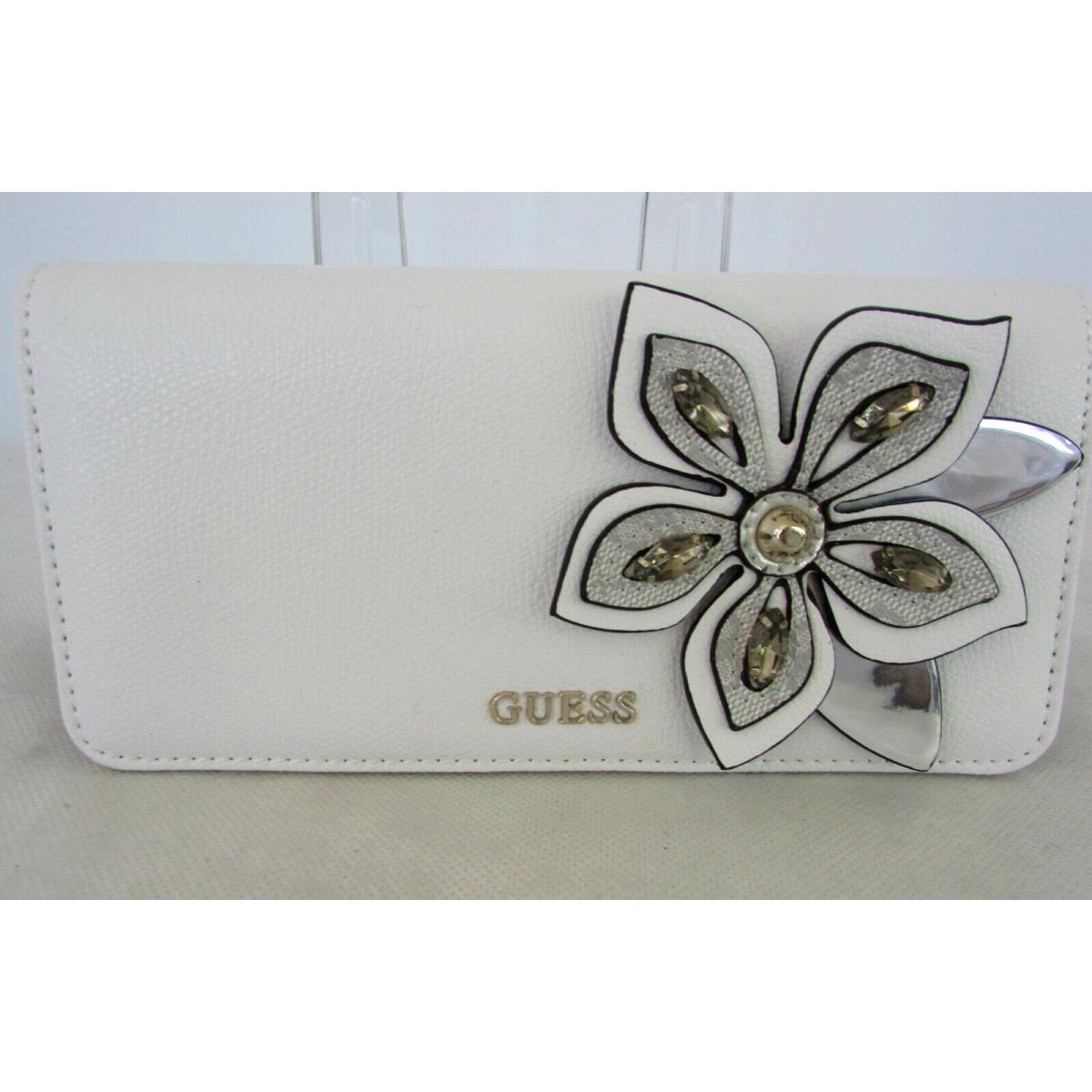 Guess Wallet Floral Ice Gray Large Trifold Rare