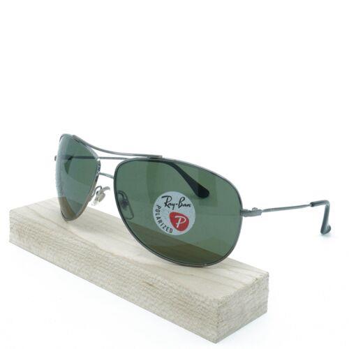 RB3293-004/9A_63 Mens Ray-ban Polarized Sunglasses - Frame: Gray, Lens: Green