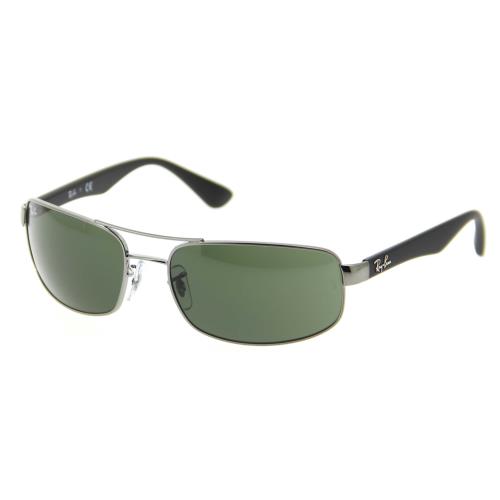 Ray-ban Green Lenses Rectangular Gunmetal Frame Sunglasses RB3445 004 61