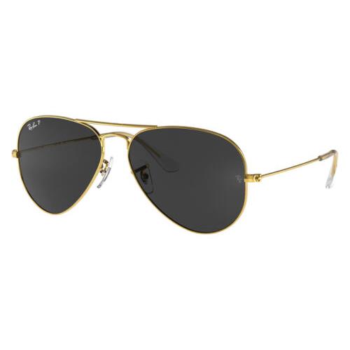 Ray-ban Aviator Classic Gold Acetate Black Polarized Sunglasses RB3025 919648 62 - Frame: Gold, Lens: Black