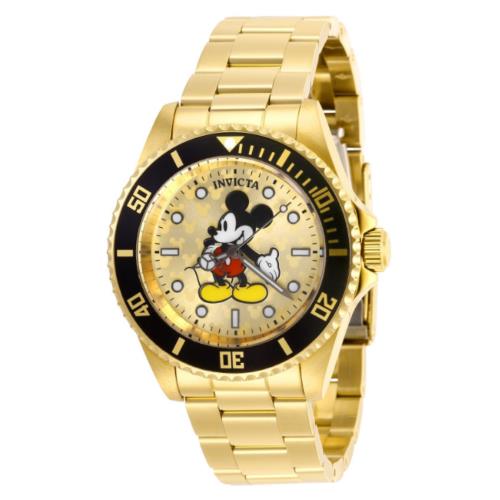 Invicta Disney Limited Edition Men`s 40mm Gold Dial Mickey Mouse Watch 29670 - Gold Dial, Gold Band