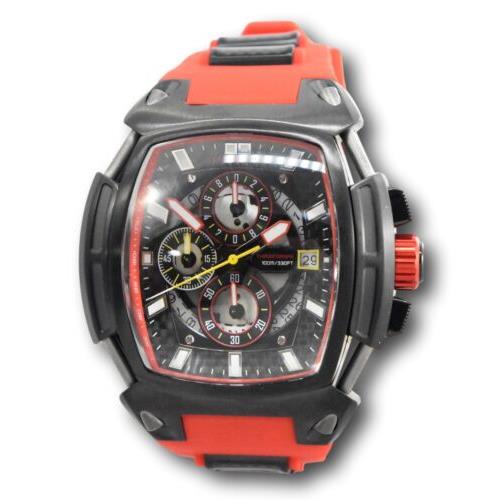 Invicta S1 Rally Diablo Men`s 53mm Carbon Anatomic Chronograph Watch 37798 Rare - Black Dial, Red Band, Black Bezel