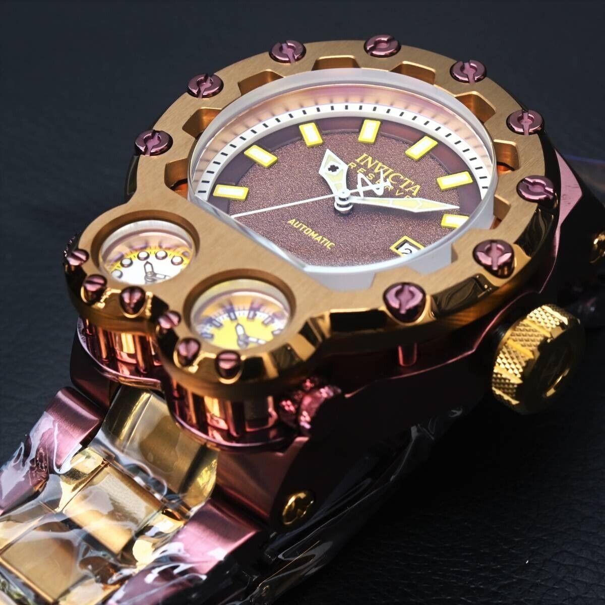 Invicta Men`s Reserve Magnum Model Automatic Quartz Brown Bracelet Watch 37555