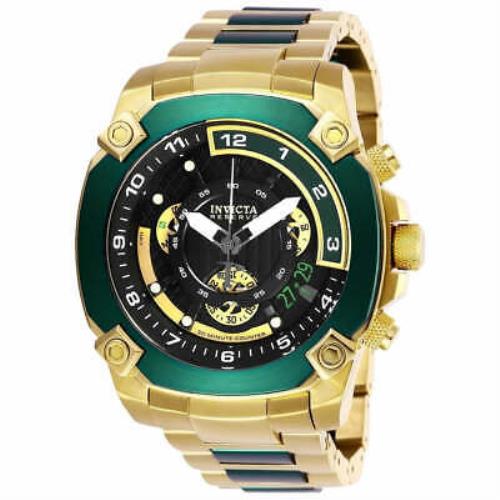 Invicta Men`s Watch 27050 Reserve Gold Tone Black Dial Green