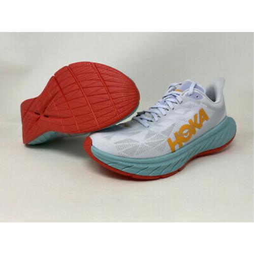 Hoka Women`s Carbon X 2 Running Shoes White/blazing Orange 10 B M US