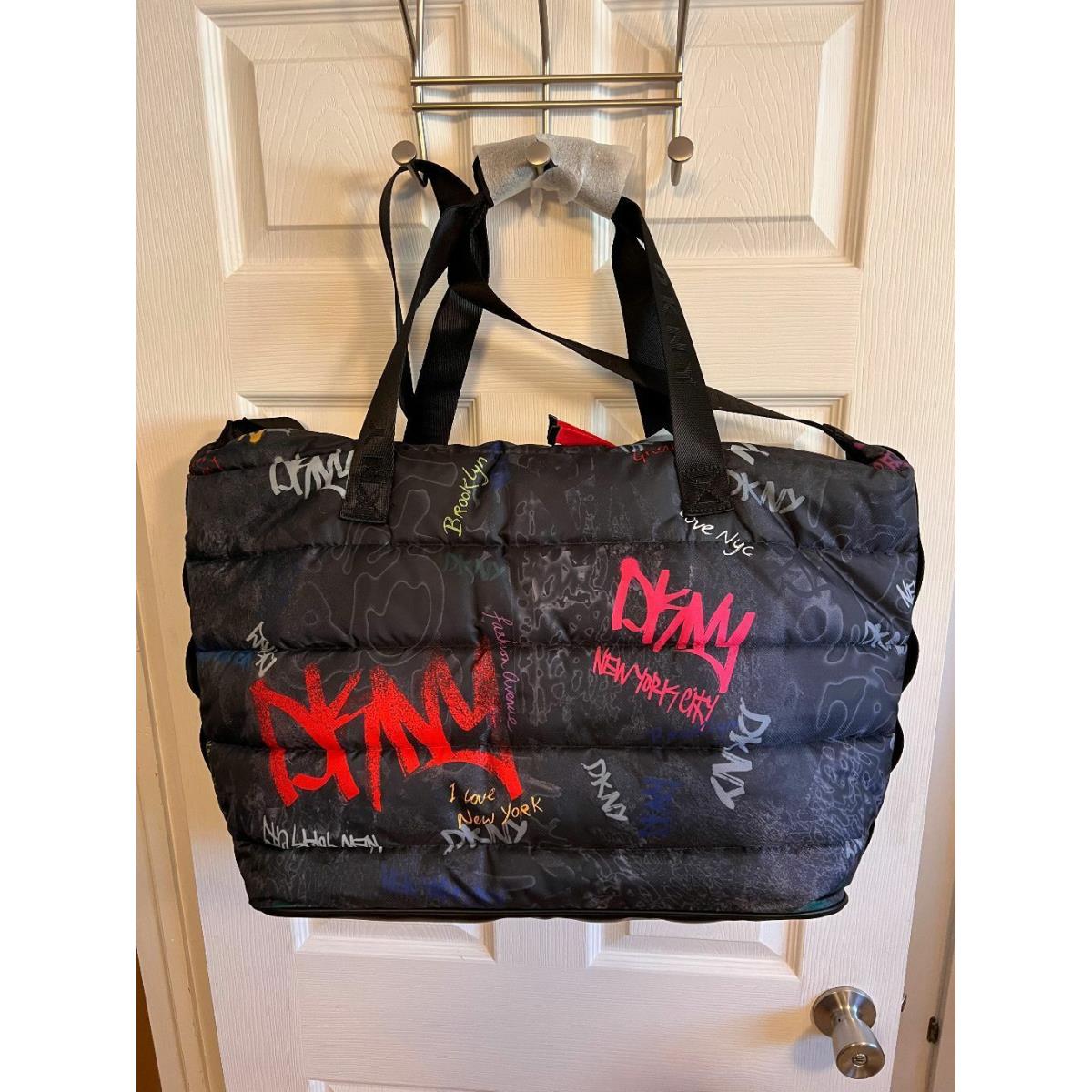 Dkny Nora Duffle Graffiti York Logo Bag Black Colored