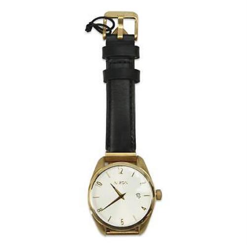 Nixon Womens Bullet 38mm Leather Watch Gold Black One Size - Gold Black Band