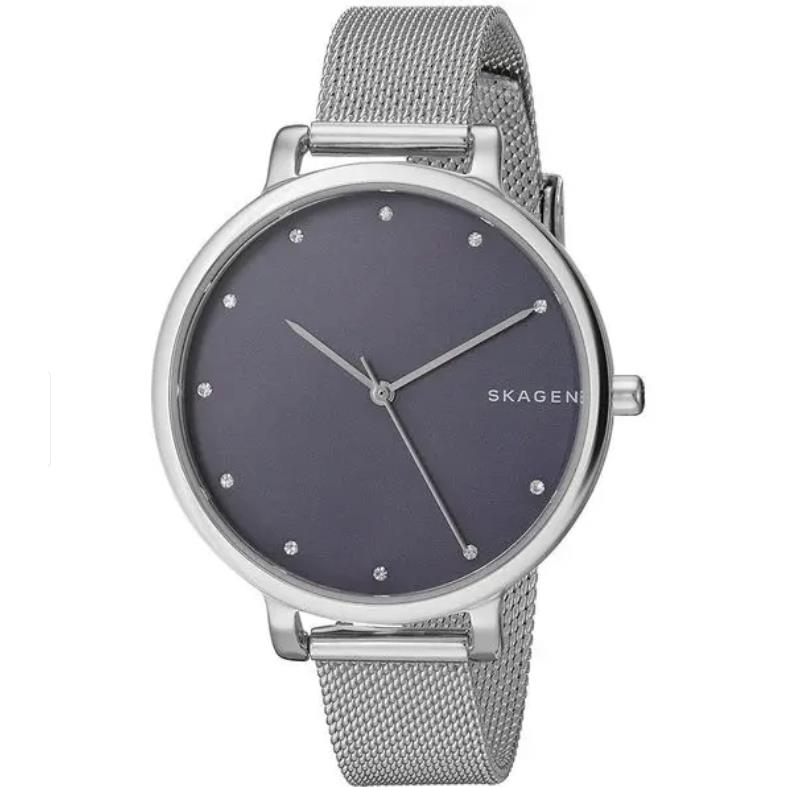 Skagen Hagen Silver Stainless Steel Mesh Watch Crystals Blue Dial 38mm SKW2582 - Blue Dial, Silver Band