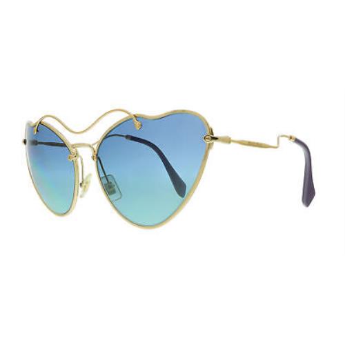 Miu Miu 0MU 55RS 7OE5R2 Gold Irregular Sunglasses - Gold , Gold Frame, Dark Blue Lens