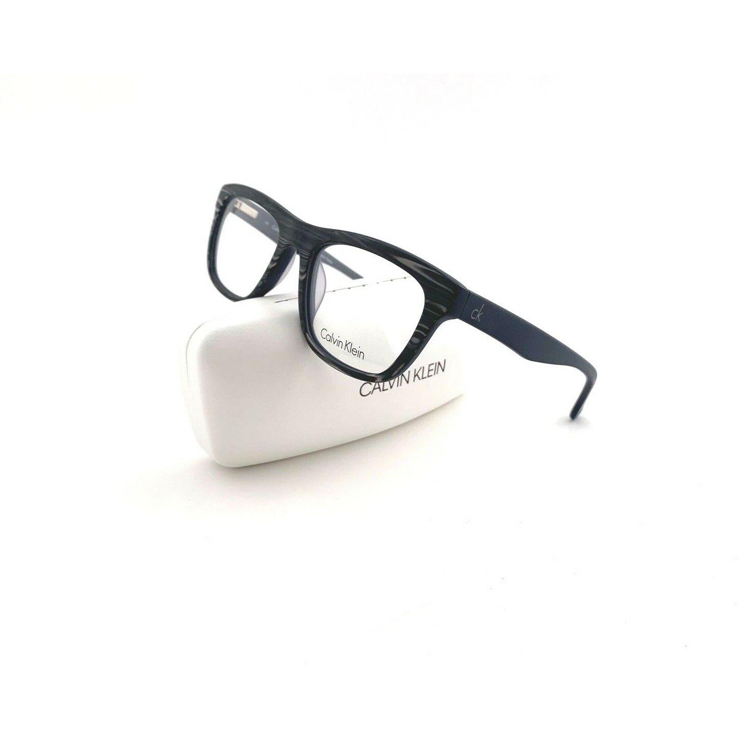 Calvin Klein Frames Acetate Striped Grey Acetate Unisex RX Eyeglasses 54 mm