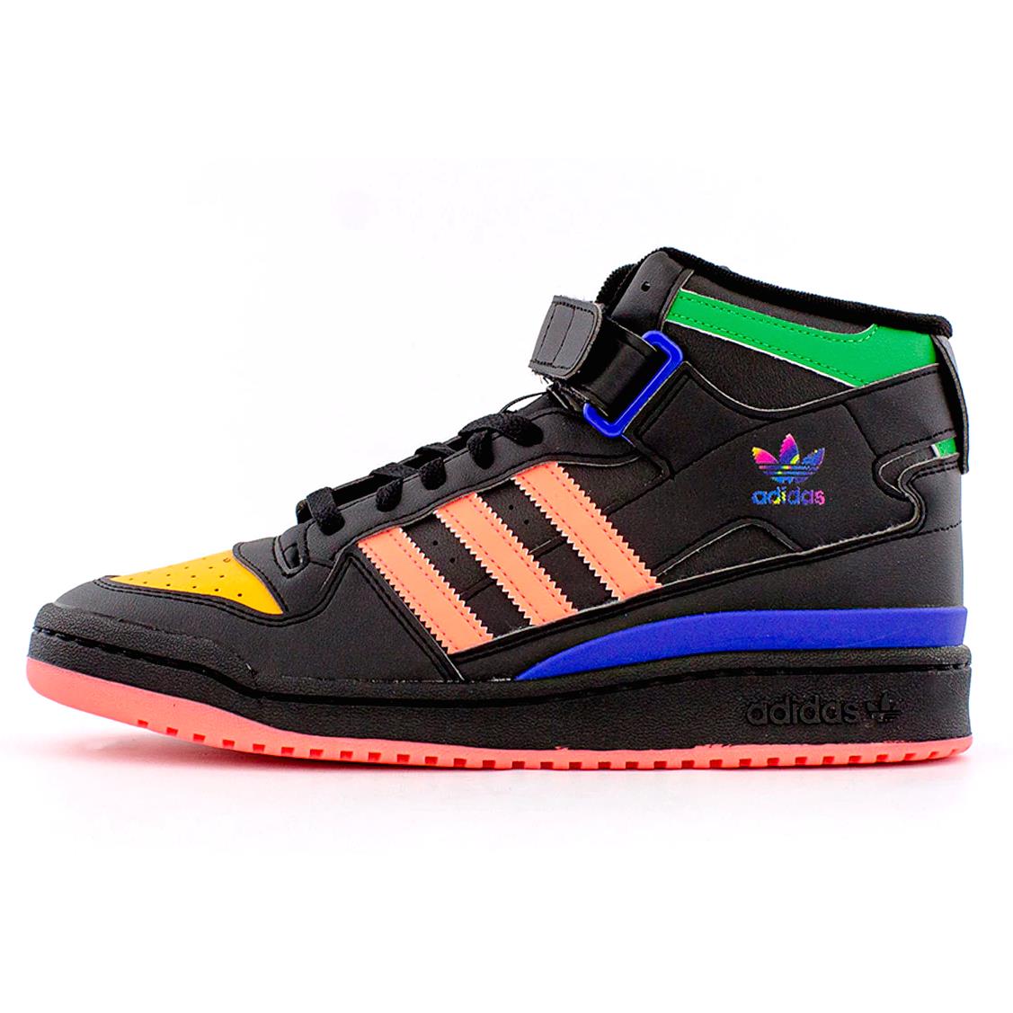Mens Adidas Forum Mid Originals Black Multi Skateboard Basketball Fashion Shoes
