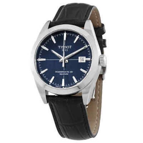 Tissot Gentleman Powermatic 80 Automatic Chronometer Blue Dial Watch - Blue Dial, Black Band, Silver Bezel