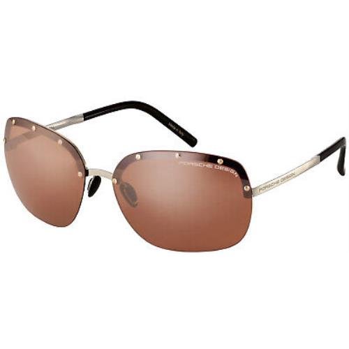 Porsche Design P8576-B Women`s Silver-tone Metal Sunglasses Brown Lens