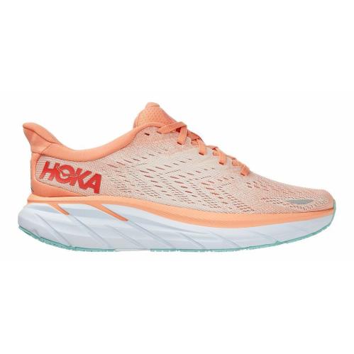 Hoka One One Clifton 8 Women`s Running Shoes All Colors Sizes 6-11 Cantaloupe / Silver Peony