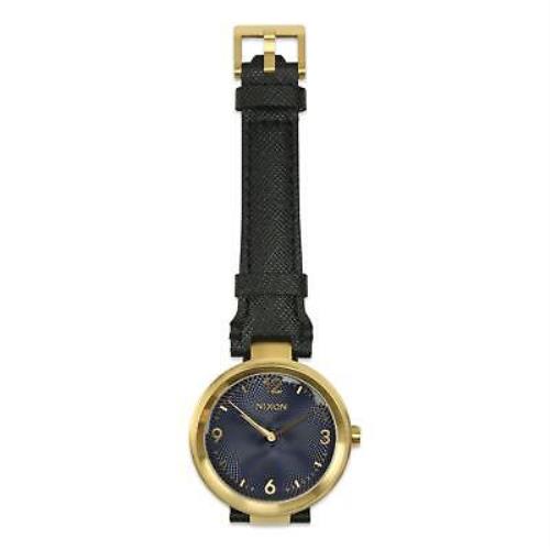 Nixon Chameleon 39mm Leather Watch Black Gold Navy One Size