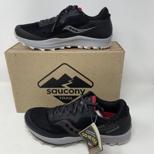 Saucony Peregrine 11 Gtx Women`s Athletic Running Shoes Black/cherry Size 11