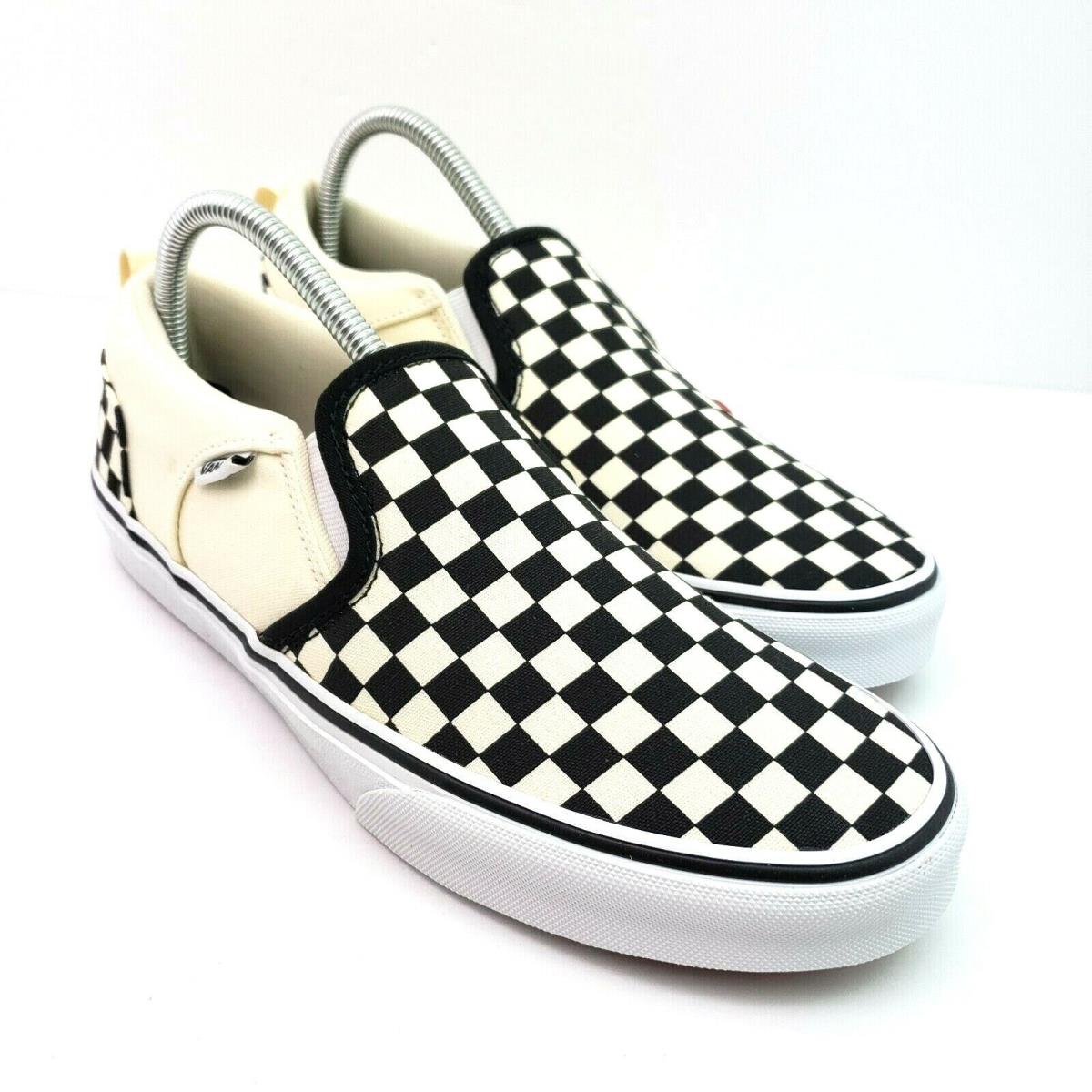 Vans Asher Old Skool Kids Sz 7Y Womens 8.5 Checkered Slip On Skate Sneaker Shoes