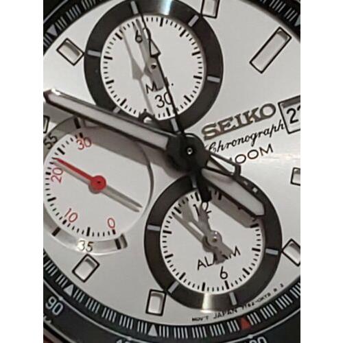 Seiko Men`s SNAB15 Alarm Chronograph Silver-tone Watch Free Gift