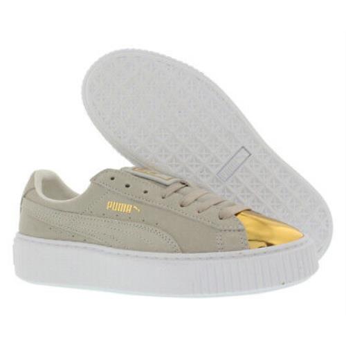 puma suede platform white gold