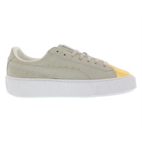 puma suede platform white gold