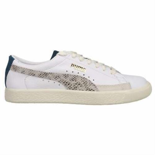 Puma 381657-01 Basket Vintage Snake Mens Sneakers Shoes Casual - White